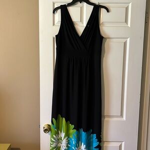 Ronni Nicole Long Black Floral Print Sundress
